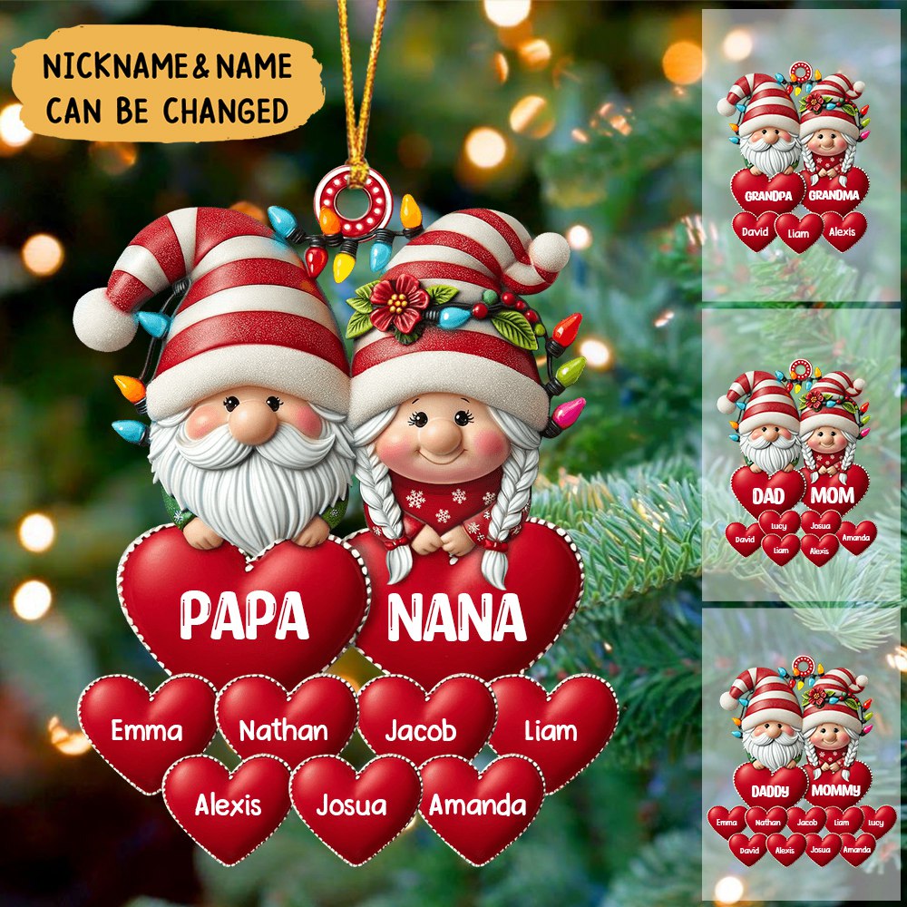 🥇🥇Christmas Grandma & Grandpa Mom & Dad With Heart Kids Personalized Ornament