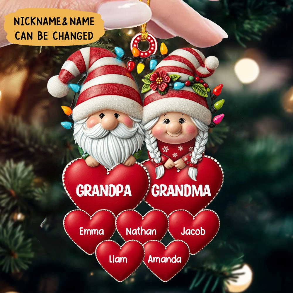 🥇🥇Christmas Grandma & Grandpa Mom & Dad With Heart Kids Personalized Ornament