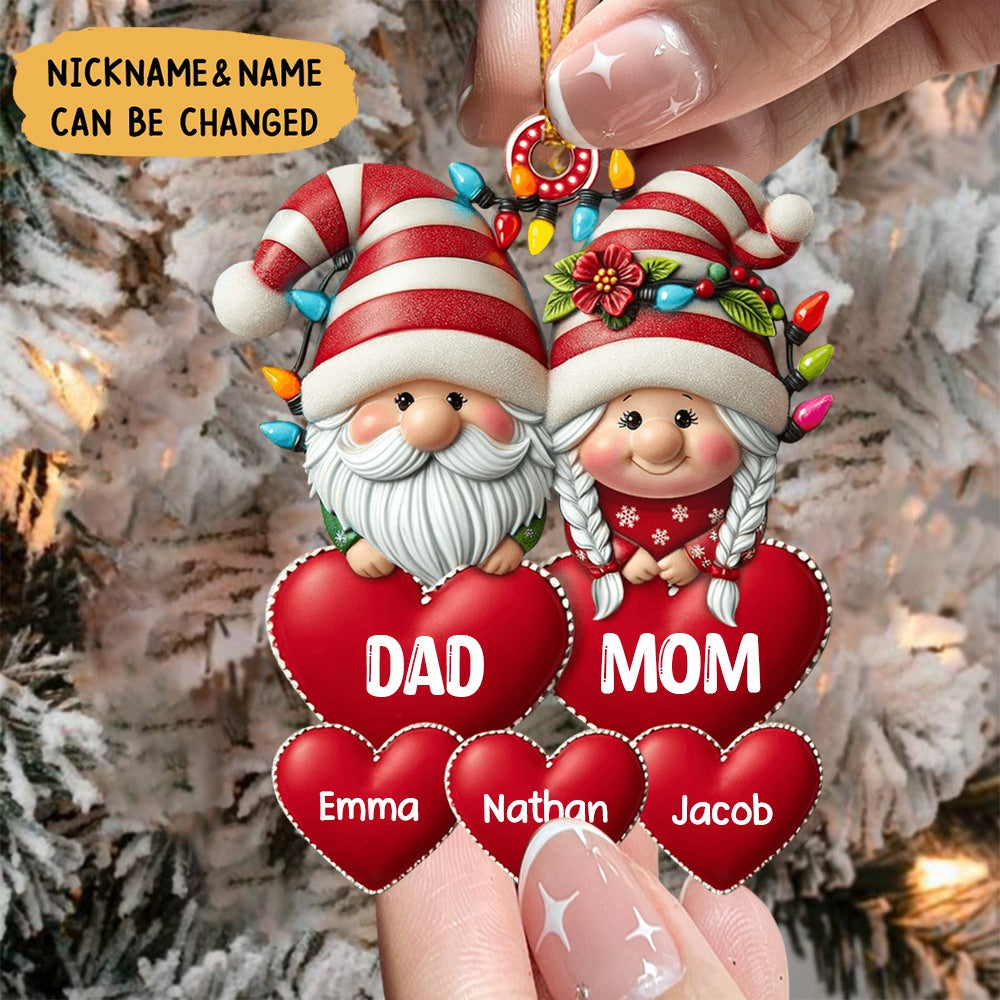 🥇🥇Christmas Grandma & Grandpa Mom & Dad With Heart Kids Personalized Ornament