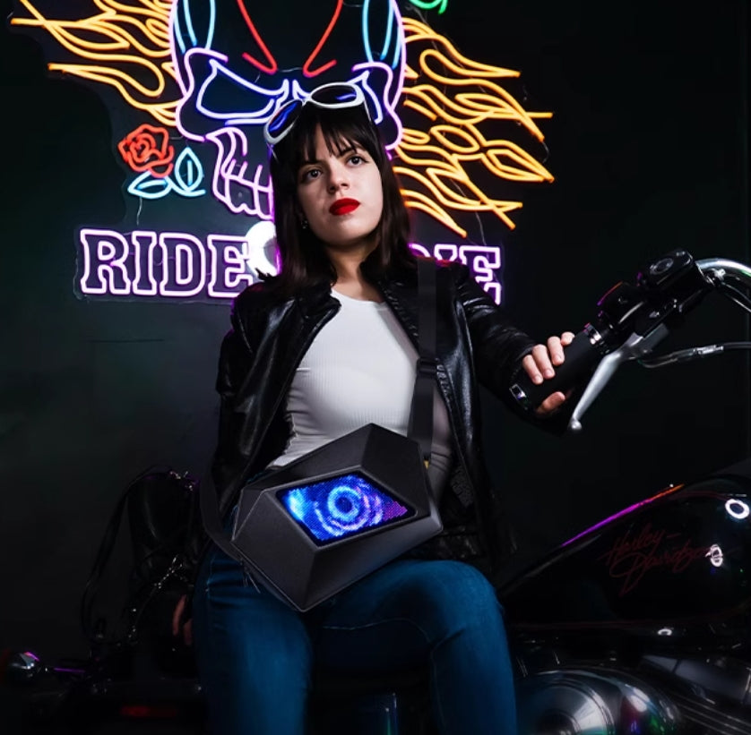 🥇LOY Motorcycle Riding Satchel LED Illuminated🔥 Devil's Eye Backpack🛒