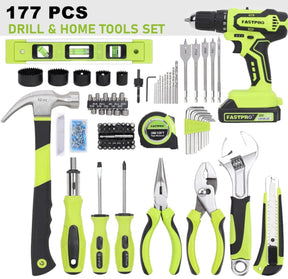 🥇177-in-1 🔥Cordless Lithium-Ion Drill Home Tool Set