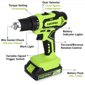 🥇177-in-1 🔥Cordless Lithium-Ion Drill Home Tool Set