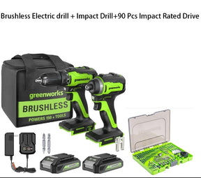 🥇🥇90 Pcs Impact Rated Drive Powerful Brushless Cordless Drill + Impact Drill Combo Kit🛠🛠🛠