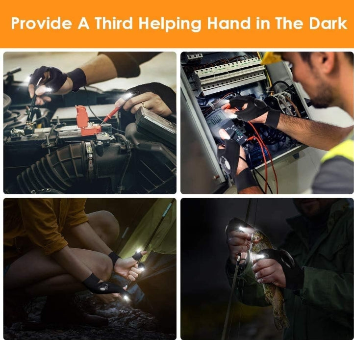 🥇🥇LED Waterproof Fingerless Flashlight Gloves