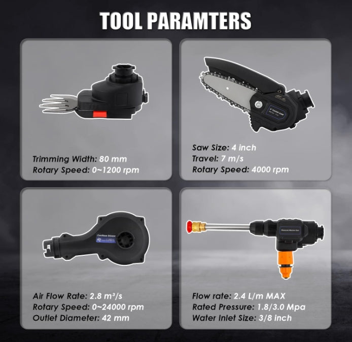 🥇🥇Cordless Power 4-Tool Combo Set🛠🛠🛠 Home Garden DIY Multi-Tool Set