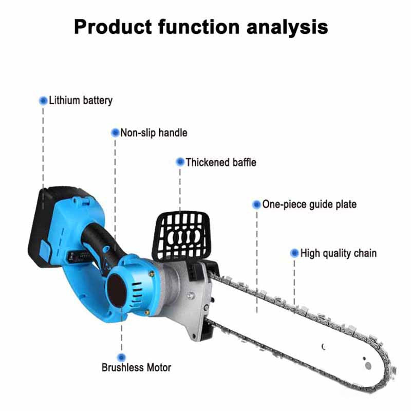 Home rechargeable small brushless lithium single-handed electric chain saw, saw fruit tree pruning cordless logging saws