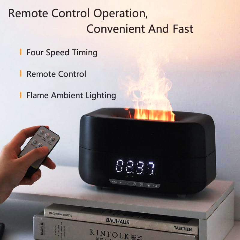 5 in 1 New Design Humidifier Flame Diffuser with Bluetooth Speaker Alarm Clock