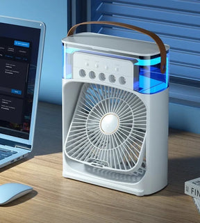 Portable cooling misting fan