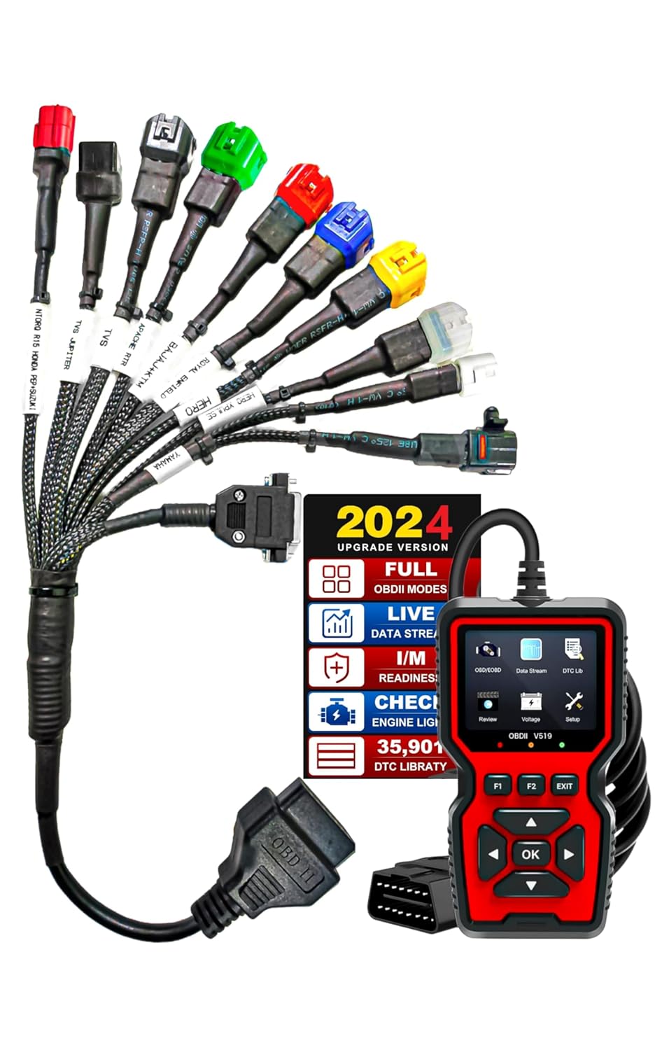 Bike Scanner with Fast Connectivity and HD Display| V519 OBD-II BS6 BS7|