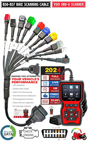 Bike Scanner with Fast Connectivity and HD Display| V519 OBD-II BS6 BS7|