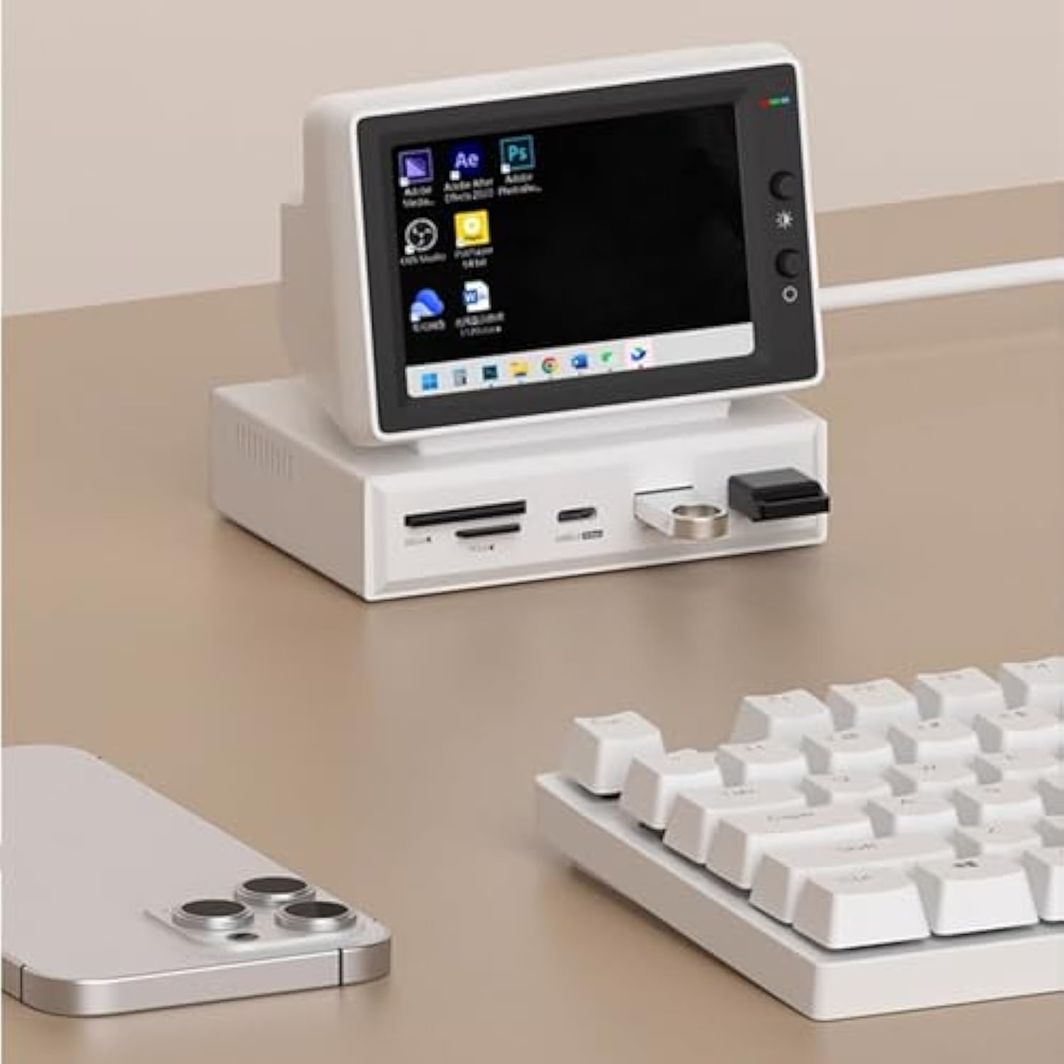 🥇🥇Mini Small Computer Sub Screen 💻🖥Desktop Docking Station Case